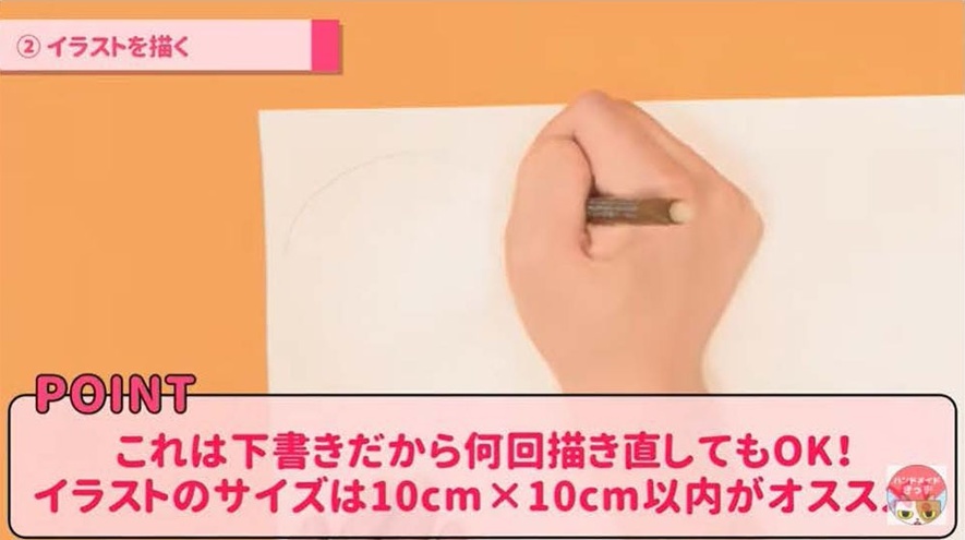 ① まずは紙にイラストをかこう！（下書き）