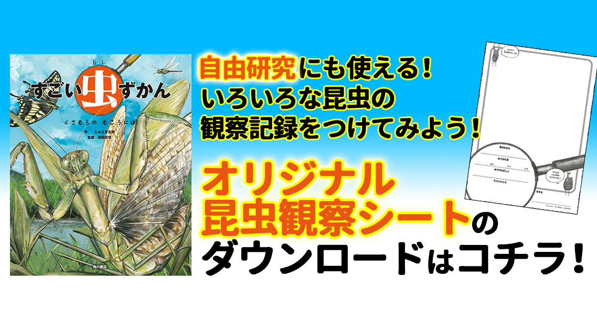 すごい虫ずかん オリジナル昆虫観察シート をダウンロードしよう ヨメルバ Kadokawa児童書ポータルサイト